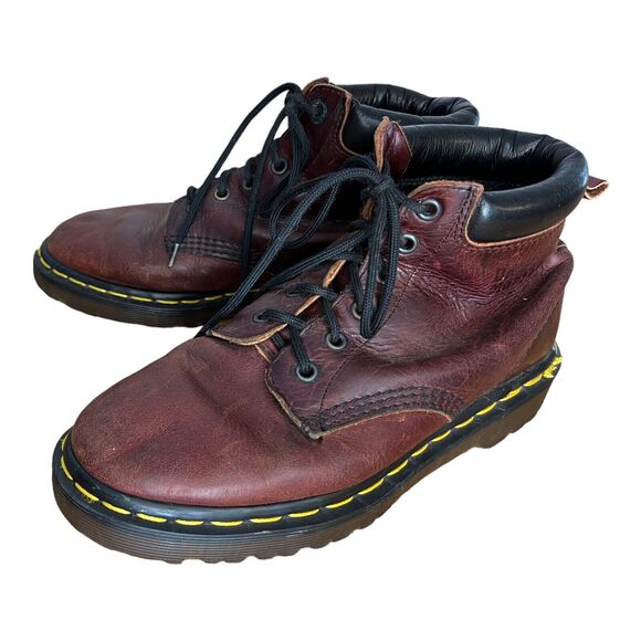 Vintage Doc Martens 6 Eye Oxblood Cherry Red Leather Combat Boots Mens UK 6 - Picture 4 of 7